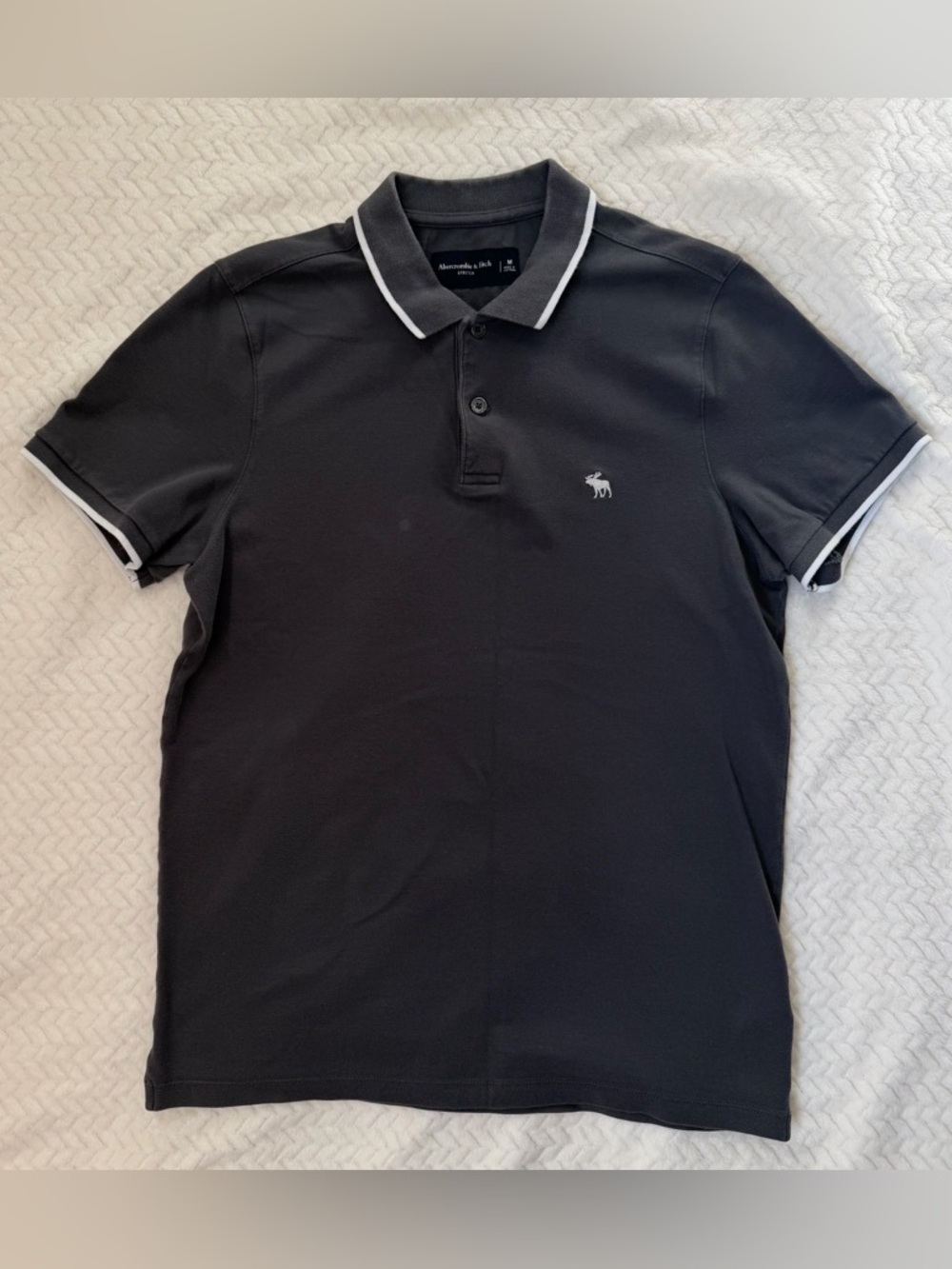 Abercrombie & Fitch Black Polo with White Contrast Accents